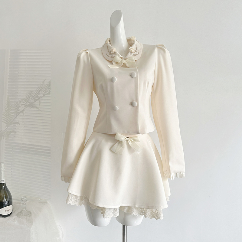 Embroidery Jacket - 2 Piece Sets Women Handmade Flower
