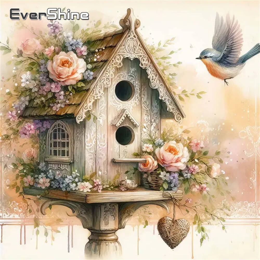 Embroidery Flower Pattern - Evershine Bird House Diamond Embroidery Flower