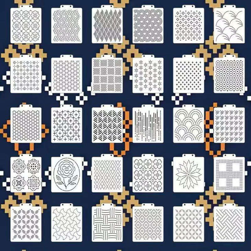 Embroidery And Quilting - 30Pcs Sashiko Stencil Set, Plastic Geometric