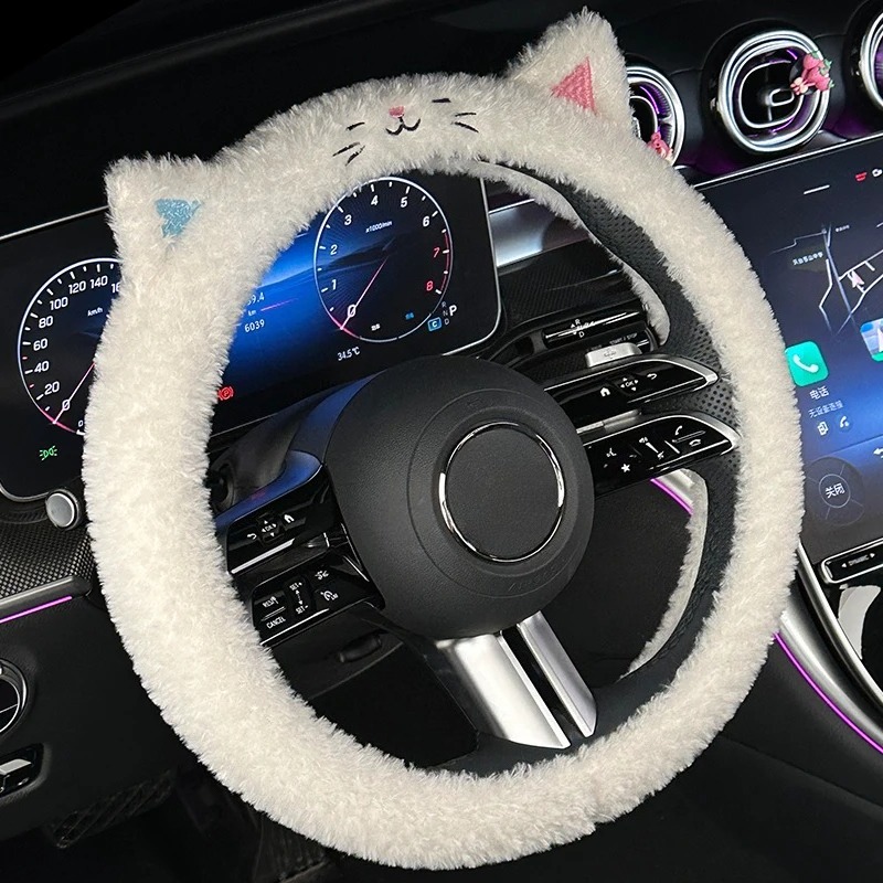 Embroidery Hub - Adorable Plush Kitten Steering Wheel Cover