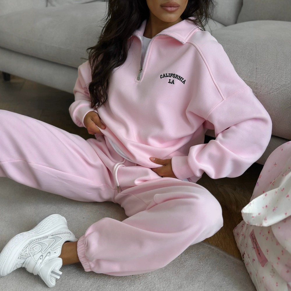 Embroidery Style - Sports Style Letter Embroidered Hoodie Straight