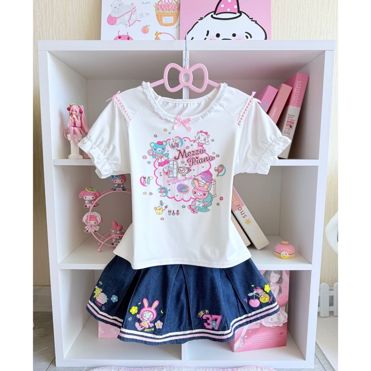 Japanese Sweet Skirt Sets Summ - Embroidery Cotton Shirt 评论和价格