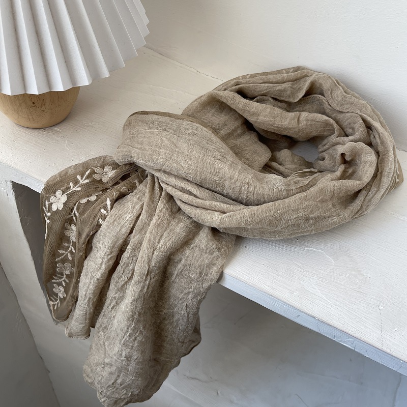 Cotton Linen Lace Splicing Sca - Embroidery Towel 评论和价格