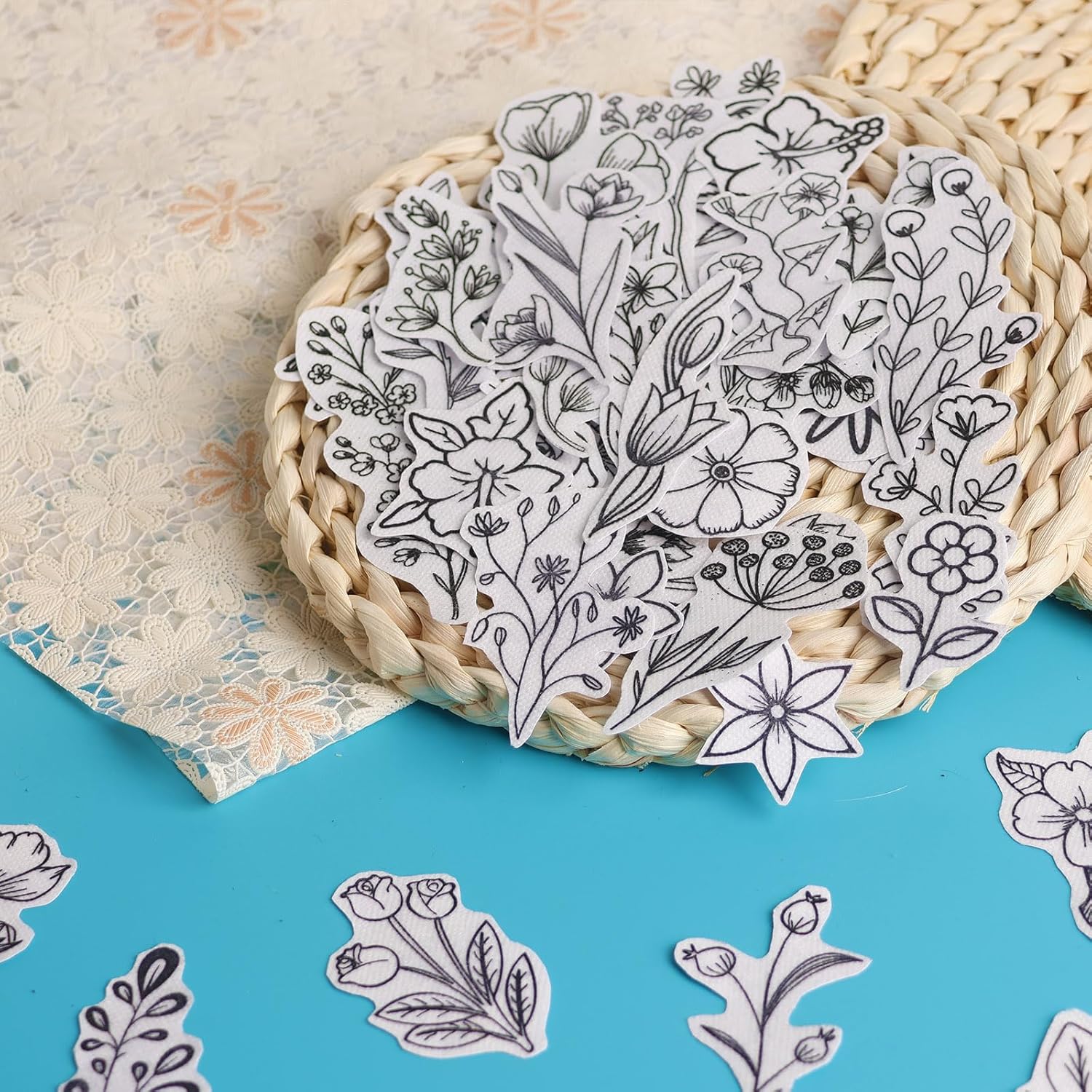 50Pcs Water Soluble Embroidery - Embroidery Flower Pattern 评论和价格