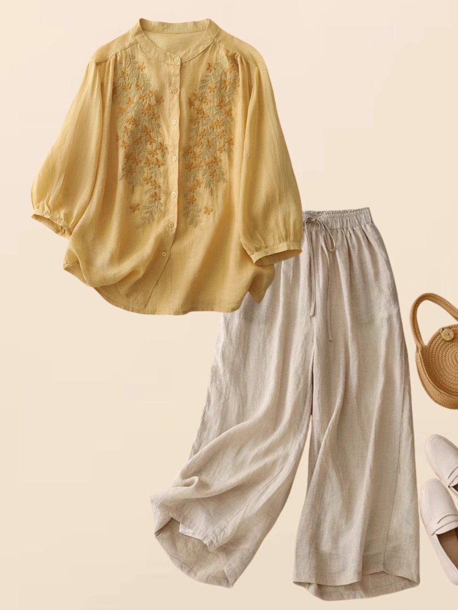 New Chinese Style Cotton Linen - Embroidery Cotton Shirt 评论和价格