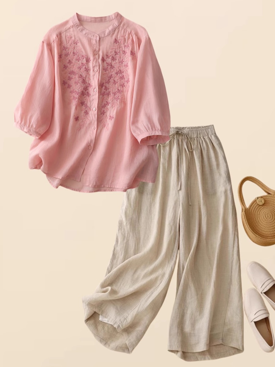 New Chinese Style Cotton Linen - Embroidery Cotton Shirt 评论和价格