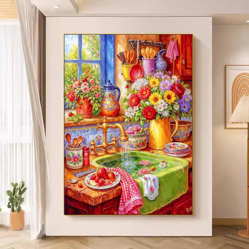 9ct 75x90cm Flower Kitchen Emb - Embroidery Kitchen 评论和价格
