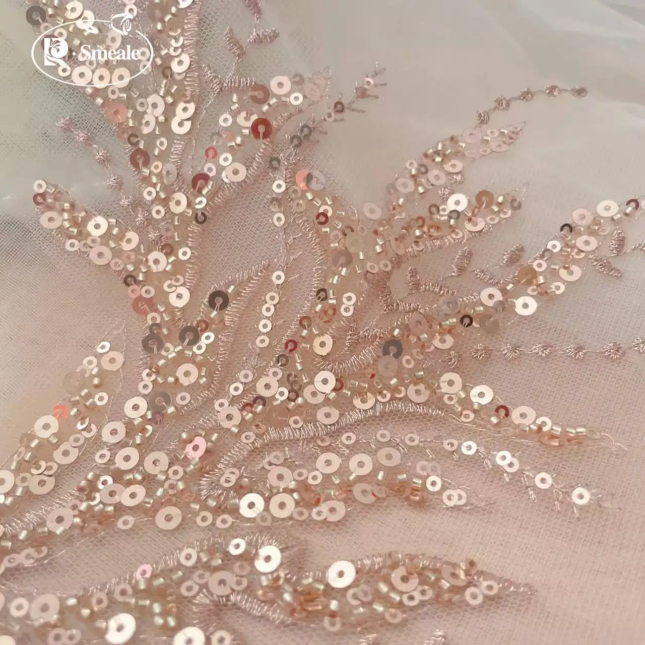5Pair-2Pair.Rose Gold Sequin T - Embroidery Flower Pattern 评论和价格