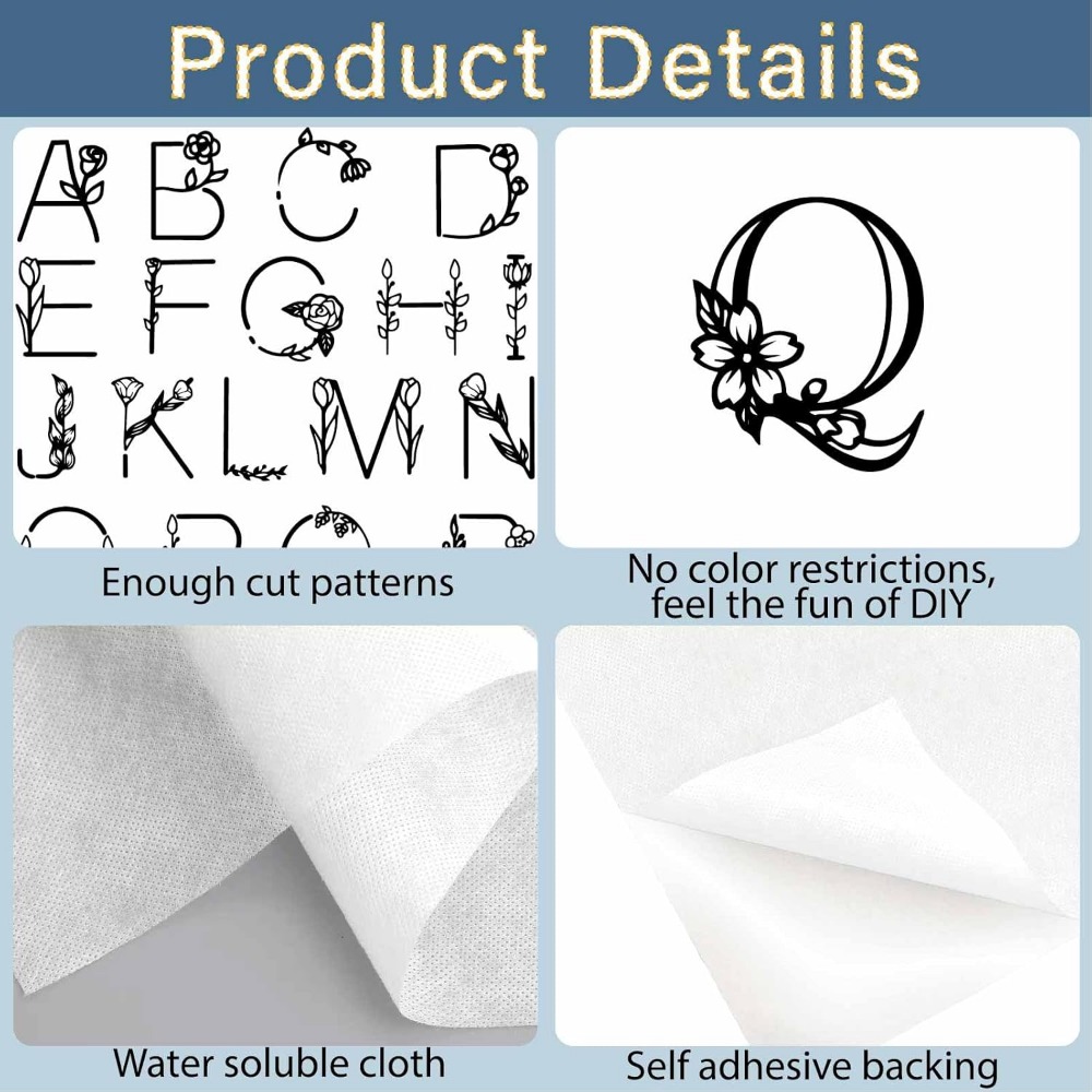 Letter A-Z Water Soluble Embro - Embroidery Stitch 评论和价格