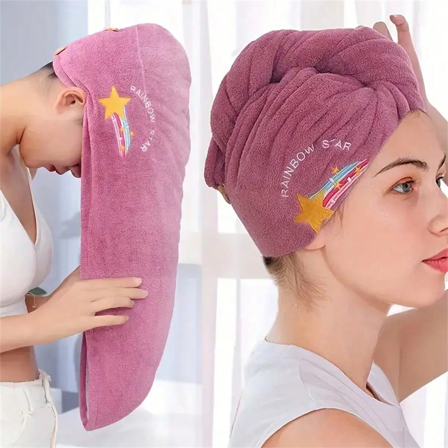 Quick-Dry Coral Fleece Hair To - Embroidery Towel 评论和价格