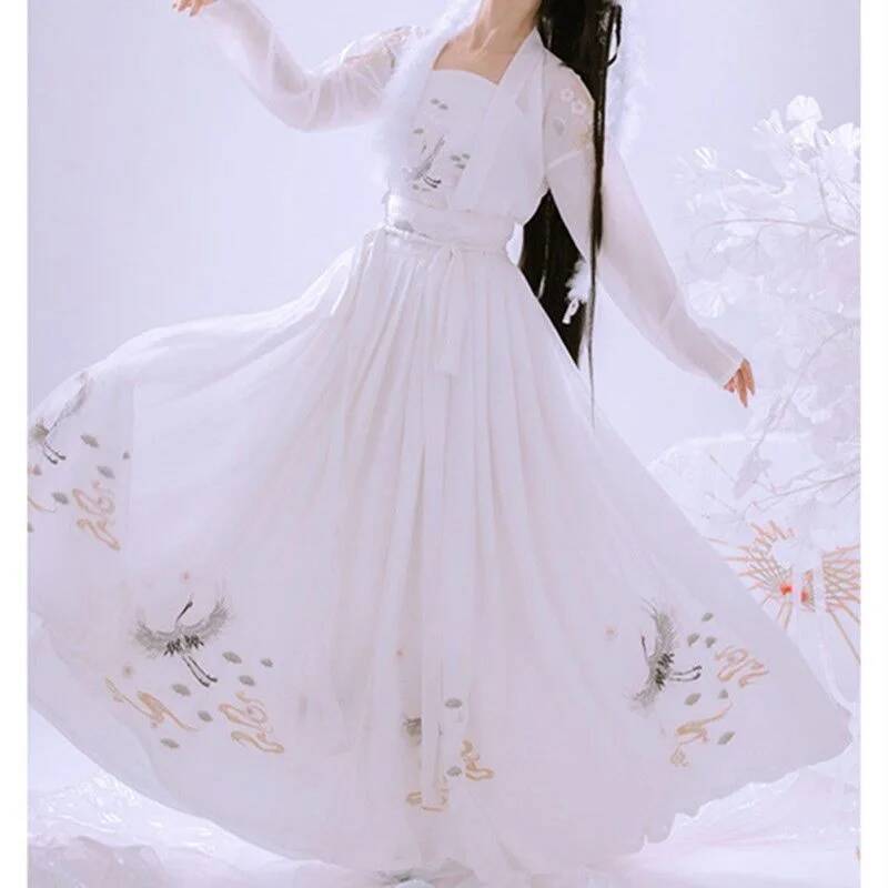 Chinese Ancient Hanfu Women's  - Embroidery Cotton Shirt 评论和价格