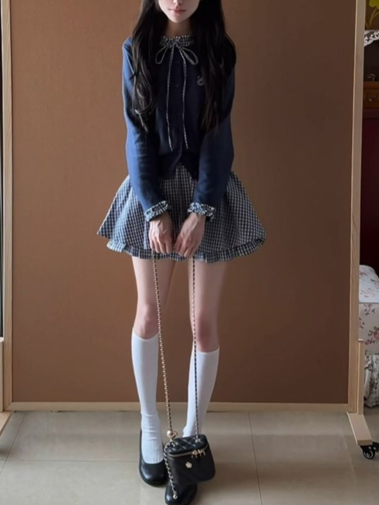 Japanese Preppy Sweet 2 Piece  - Embroidery Cotton Shirt 评论和价格