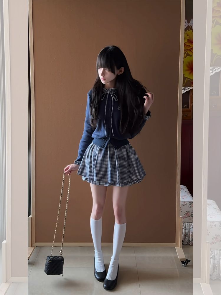 Japanese Preppy Sweet 2 Piece  - Embroidery Cotton Shirt 评论和价格
