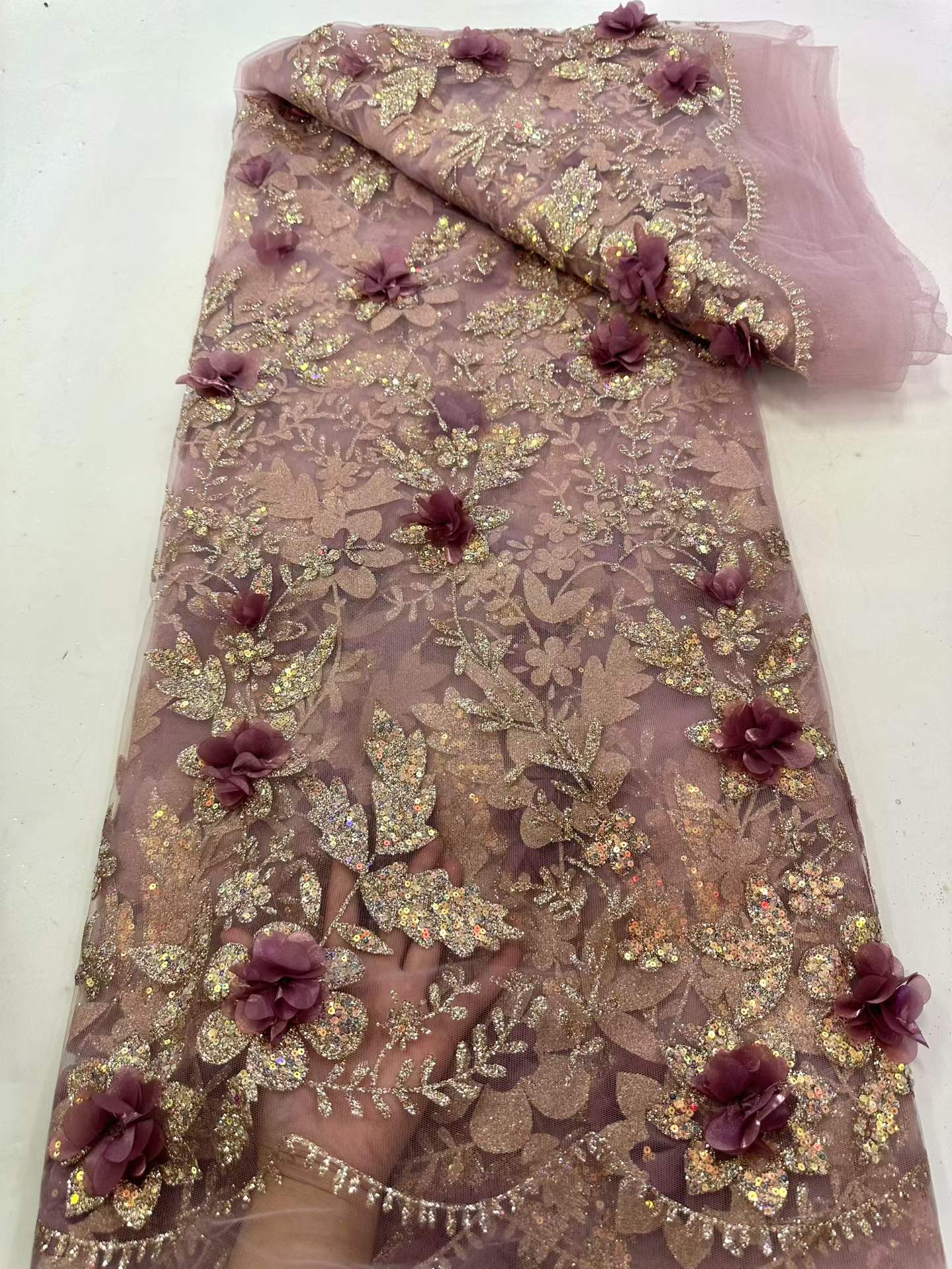 African Lace Fabric Embroidere - Embroidery Flower Pattern 评论和价格