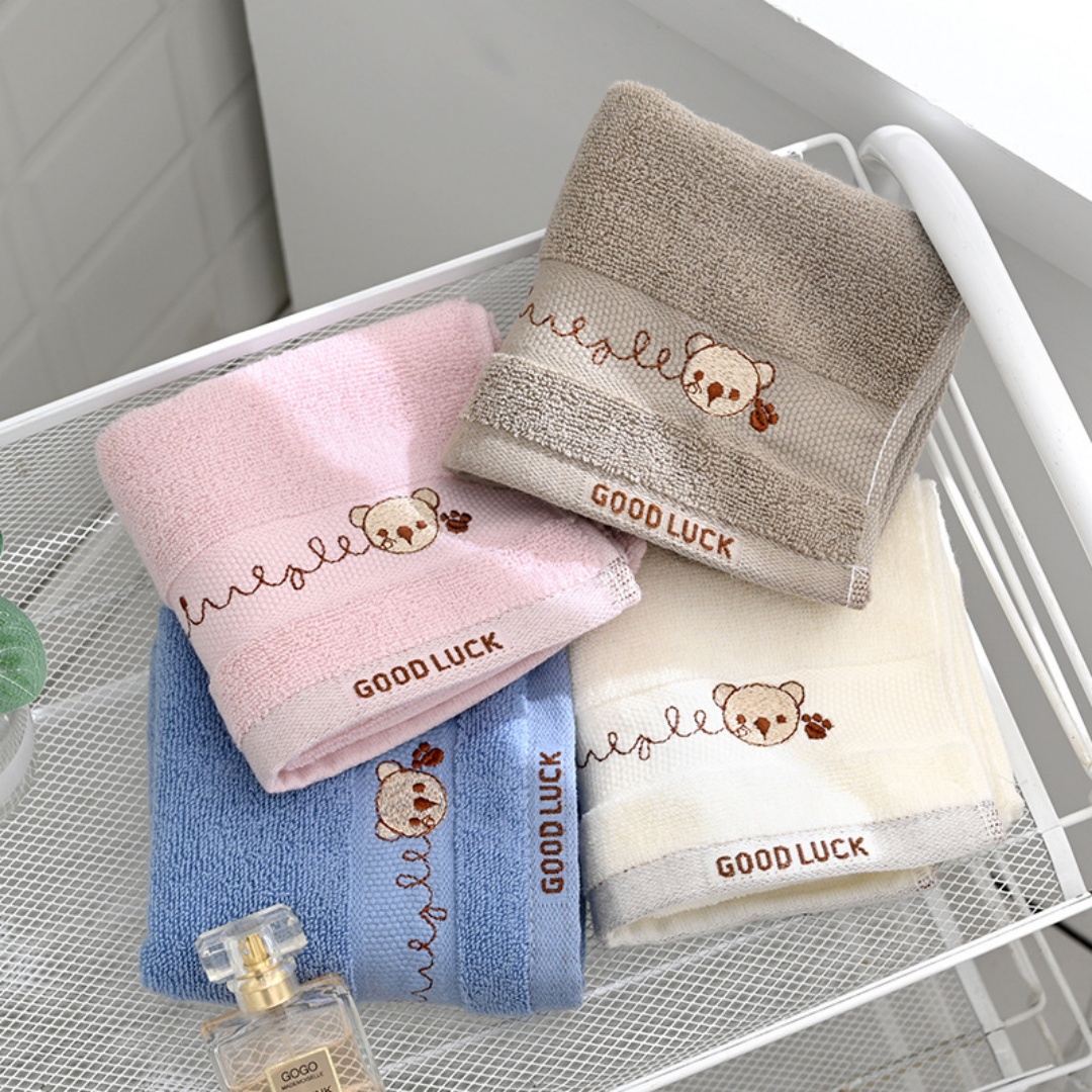 Kids Cotton Towel Cute Embroid - Embroidery Towel 评论和价格