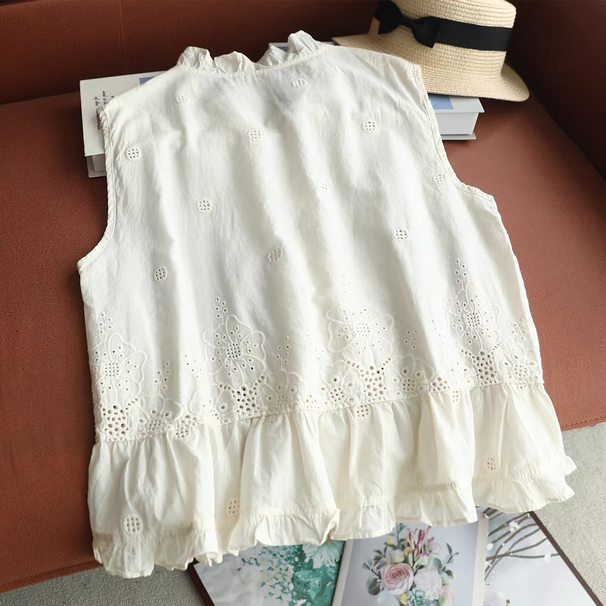 Women Sleeveless Vest Top Ruff - Embroidery Vest 评论和价格
