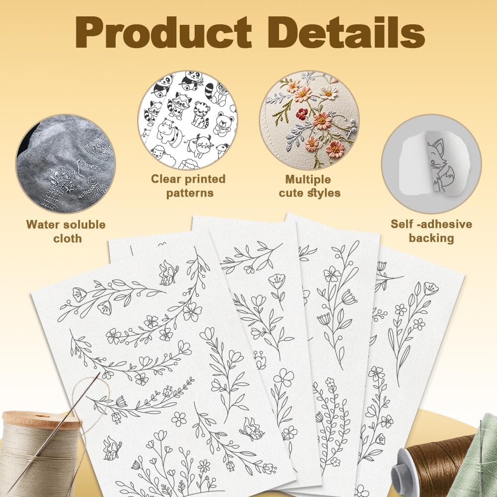 Water Soluble Embroidery Stabi - Embroidery Flower Pattern 评论和价格