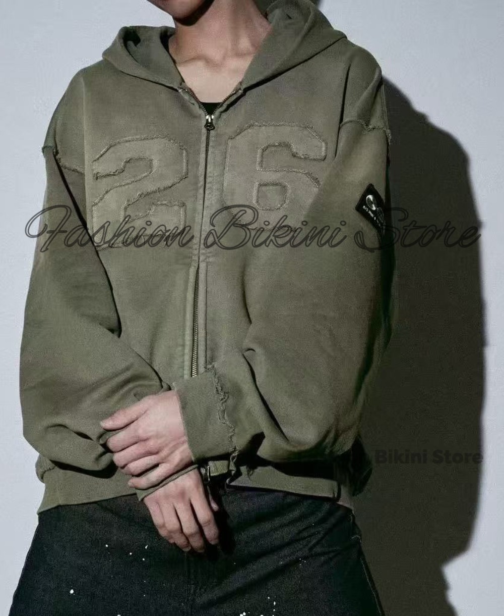 NEW Washed Grey Retro Hoodie 3 - Embroidery Jacket 评论和价格