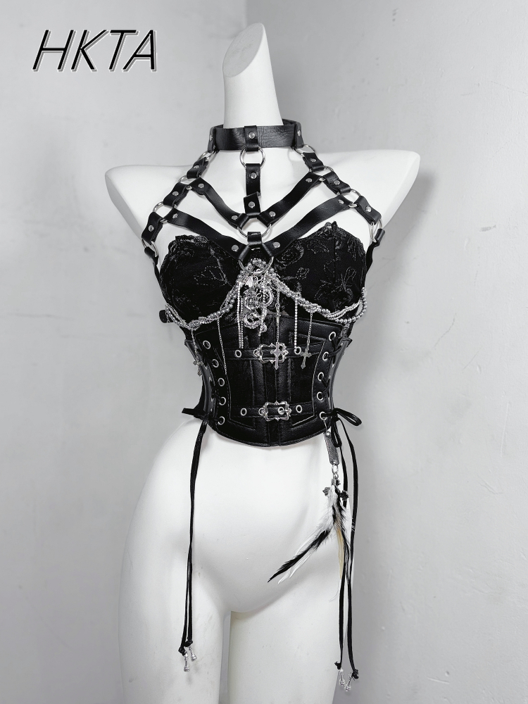 Dark Style Goth Metal Chain Wa - Embroidery Roses 评论和价格