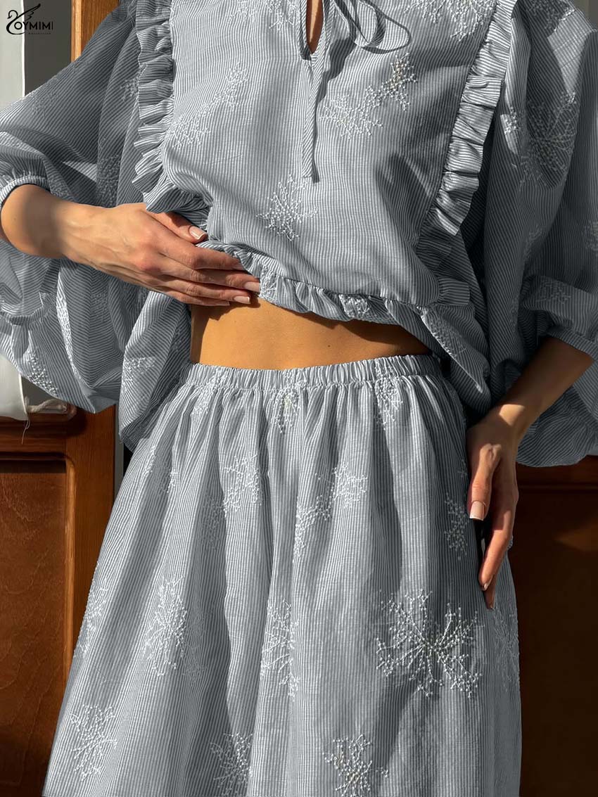 Oymimi Fashion Blue Cotton 2 P - Embroidery Cotton Shirt 评论和价格
