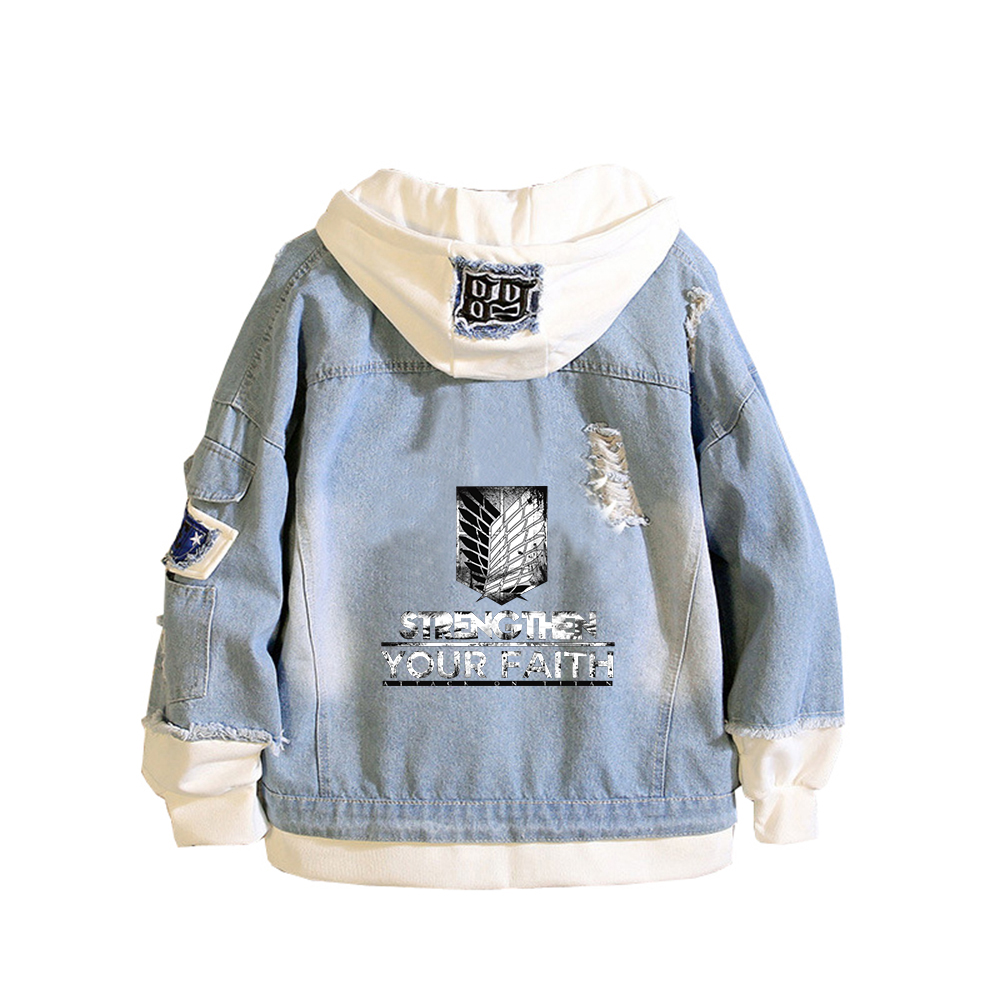 Attack on Titan Anime Denim Ja - Embroidery Jacket Jeans 评论和价格