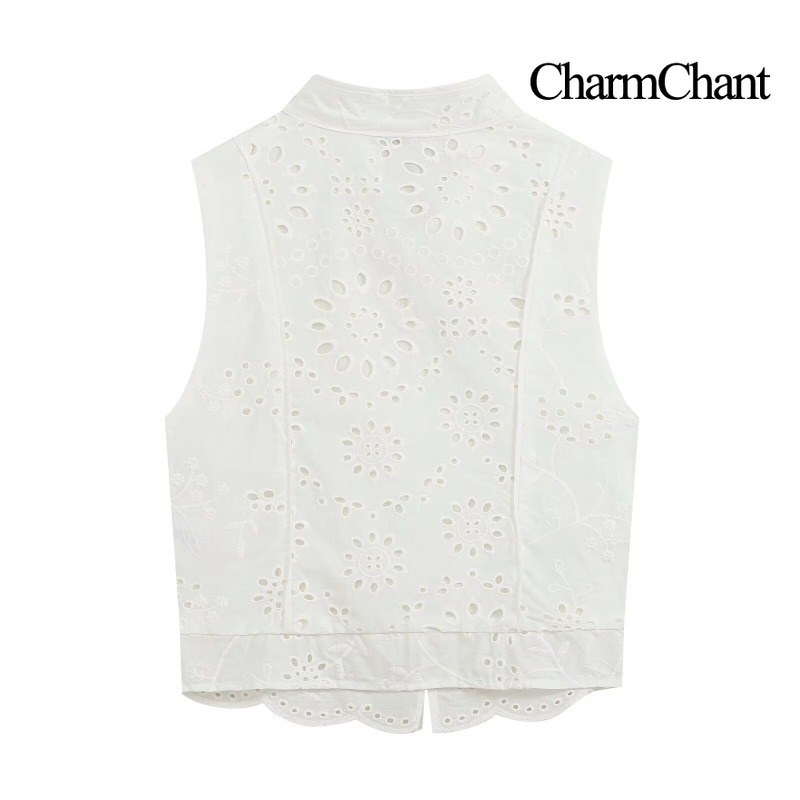 CHARMCHANT Women's Eyelet Embr - Embroidery Vest 评论和价格