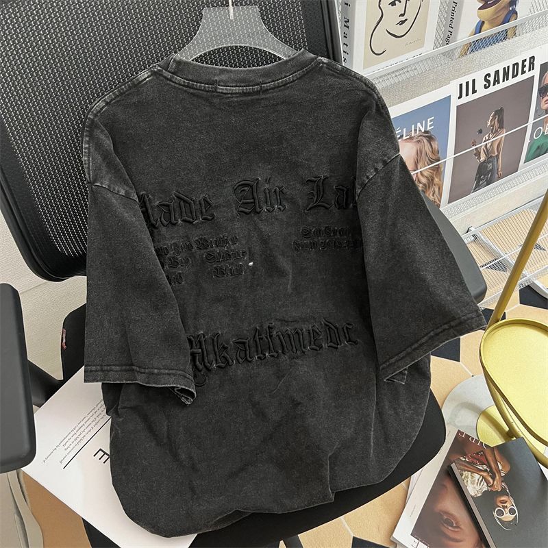 Vintage Art Classic Letter Emb - Embroidery Cotton Shirt 评论和价格