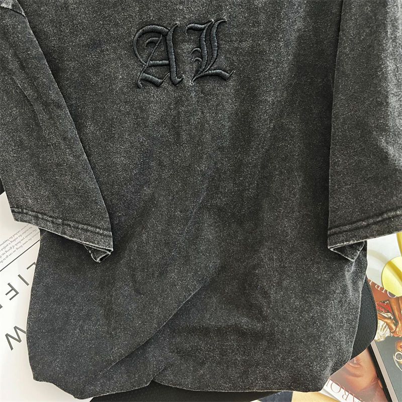 Vintage Art Classic Letter Emb - Embroidery Cotton Shirt 评论和价格