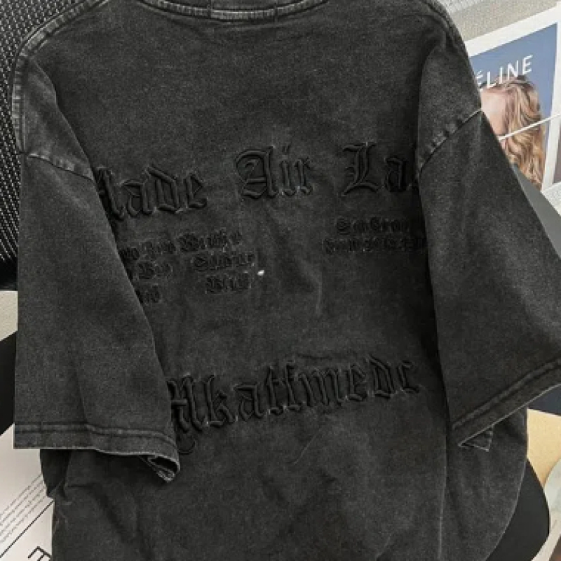 Vintage Art Classic Letter Emb - Embroidery Cotton Shirt 评论和价格
