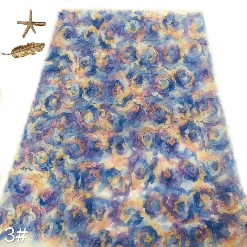 3d chiffon rose flower lace fa - Embroidery Roses 评论和价格