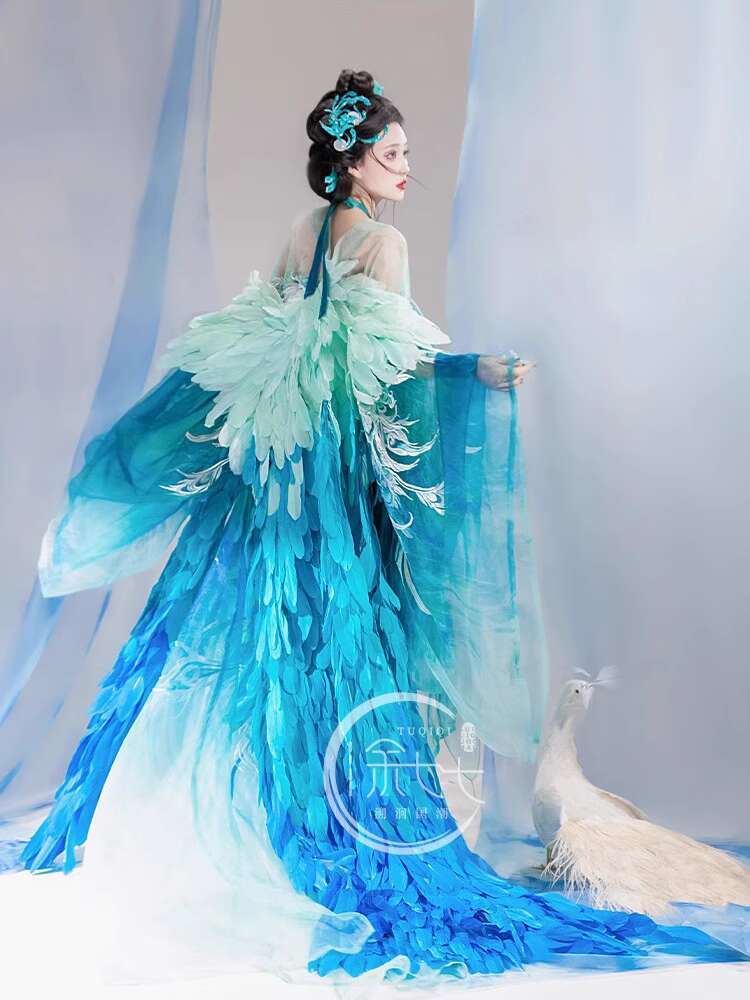 New Peacock Hanfu Womens fashi - Embroidery Cotton Shirt 评论和价格